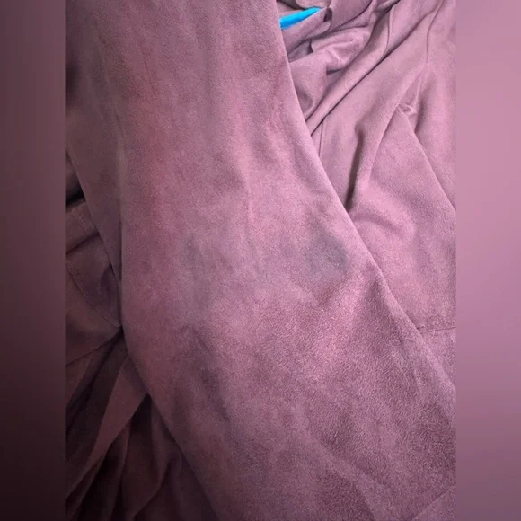 Dressbarn 1X Burgundy Faux Suede Drape Jacket Cardigan | Zipper Pockets - Picture 8 of 8